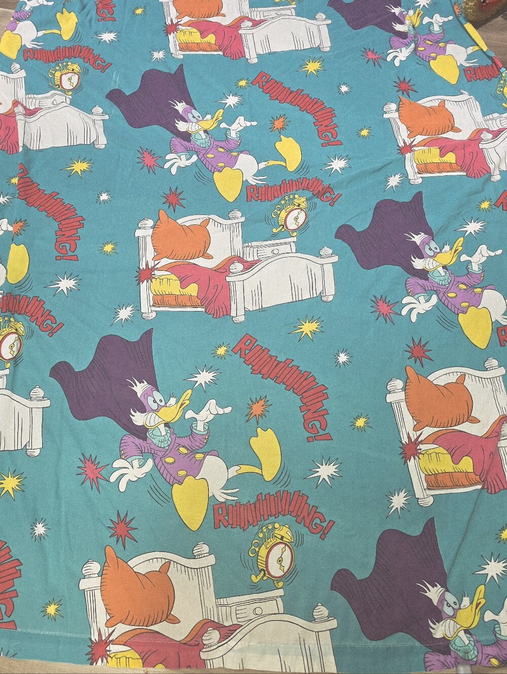 Vibrant Vintage 1990s Disney Darkwing Duck Double Flat Bed Sheet Rare Htf